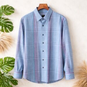 Tommy Bahama Blue Plaid Long-Sleeve Button-Down Shirt